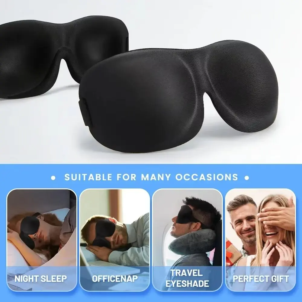 מסכת שינה 3D עם ספוג זיכרון לחסימת אור מלאה ונסיעות – תמונה 5