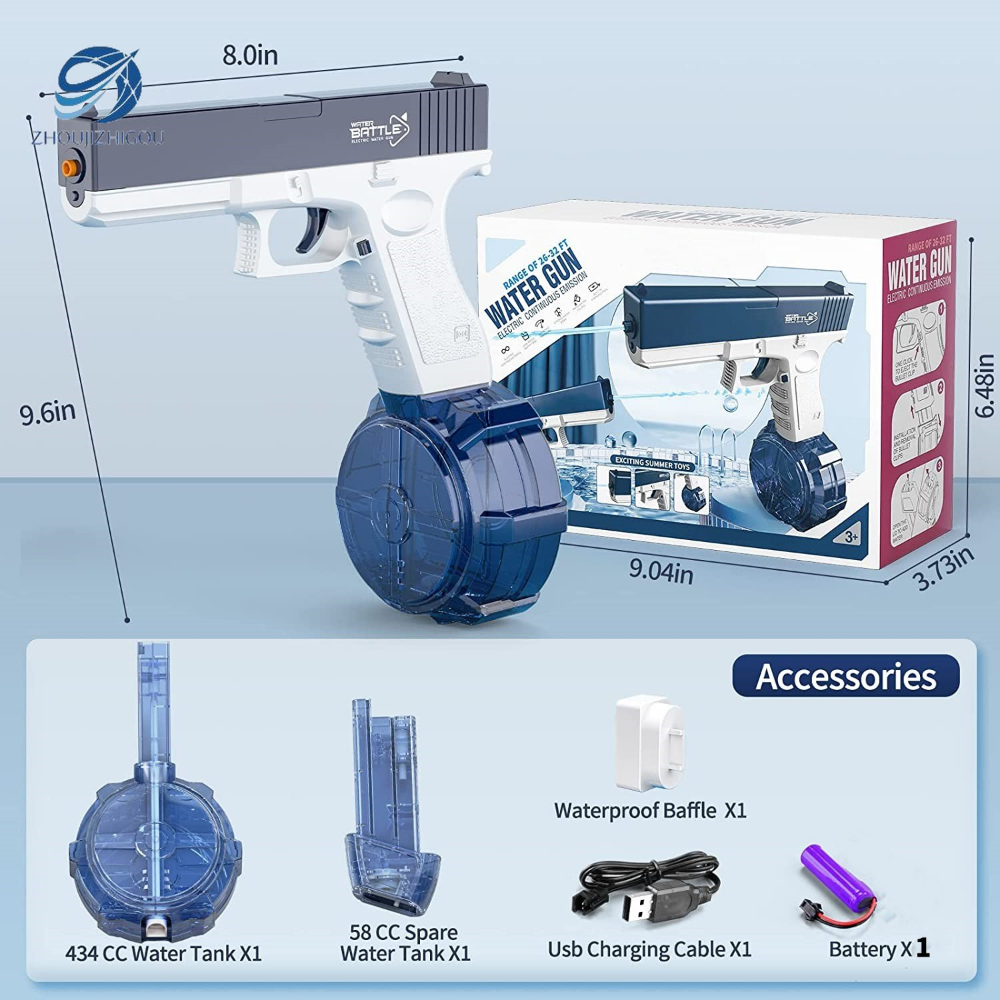 אקדח מים חשמלי נטען USB לילדים ומבוגרים לקיץ – תמונה 2
