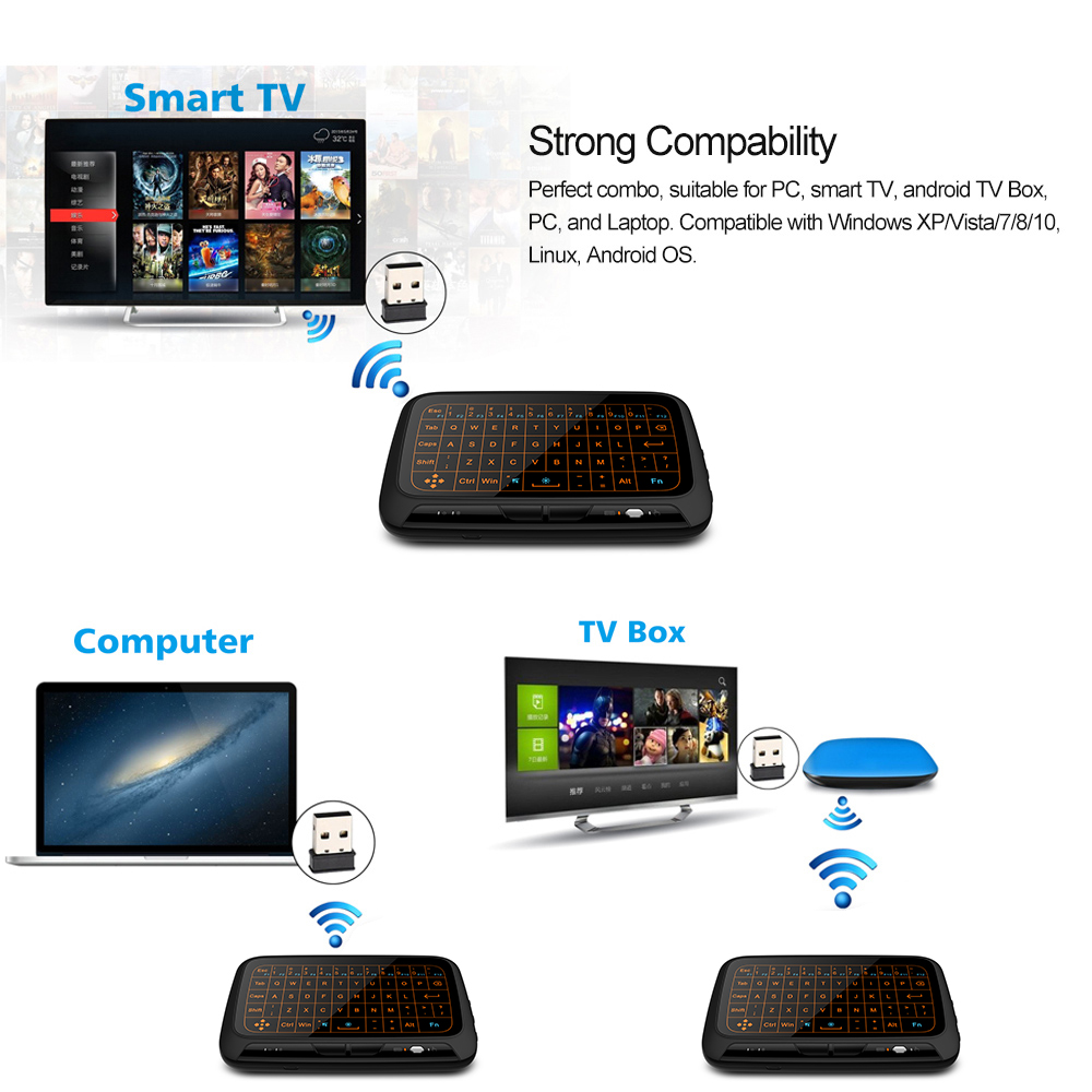 מקלדת מגע אלחוטית לטלוויזיה חכמה ומחשב עם USB – תמונה 5
