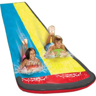 מגלשת מים לילדים כפולה לגינה - PVC עמיד וקל לקיפול