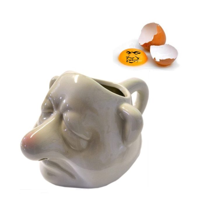 מפריד חלמון קרמיקה מצחיק בצורת פרצוף אנושי למטבח – תמונה 4