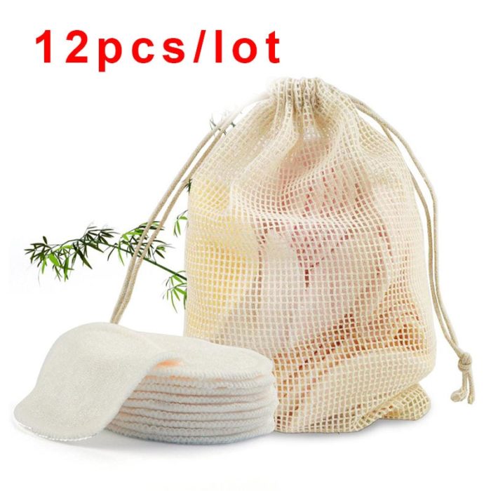פדים רב פעמיים מבמבוק להסרת איפור – סט 12 יחידות – תמונה 5